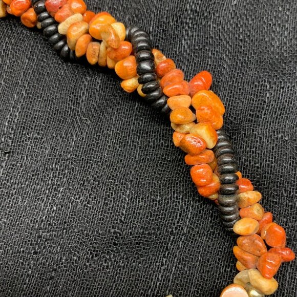 Big Lion Head Lee Sands Vintage Apple Coral Inlay & Resin Beaded Necklace J816 - Picture 8 of 10